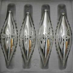 Oliven silber mit Blumendekor, 4 Stück, L 14cm